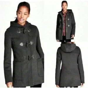 Brooks Brothers Horn Toggle Leather Trim 346 Duffel Coat Women's Size 8 Grey